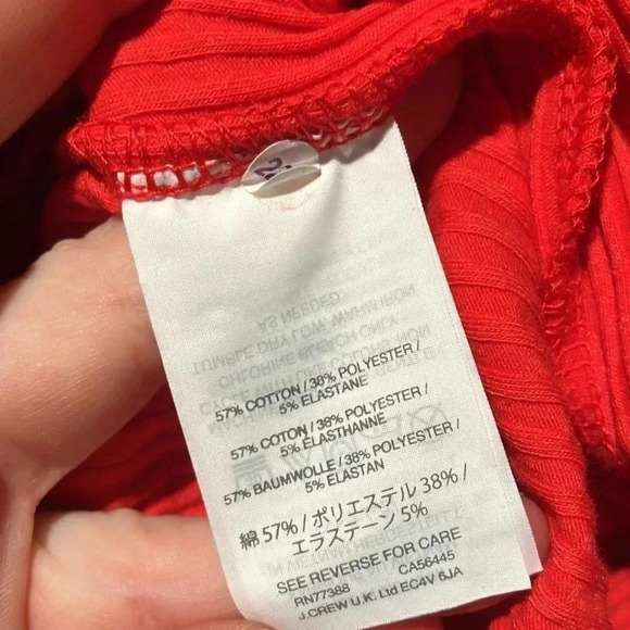 NWOT J. Crew red peplum  long sleeves ribbed tee - Picture 4 of 4